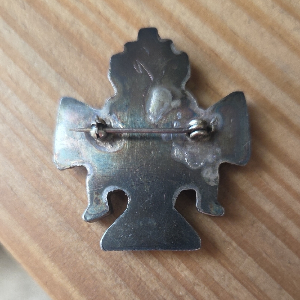 Vintage Zuni Turquoise and Sterling Silver Knifewing Pendant - Picture 2 of 7